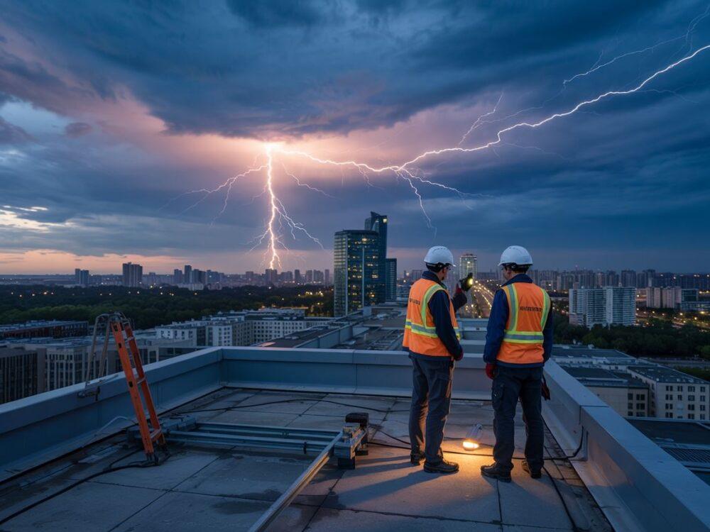 instalacja odgromowa na dachu