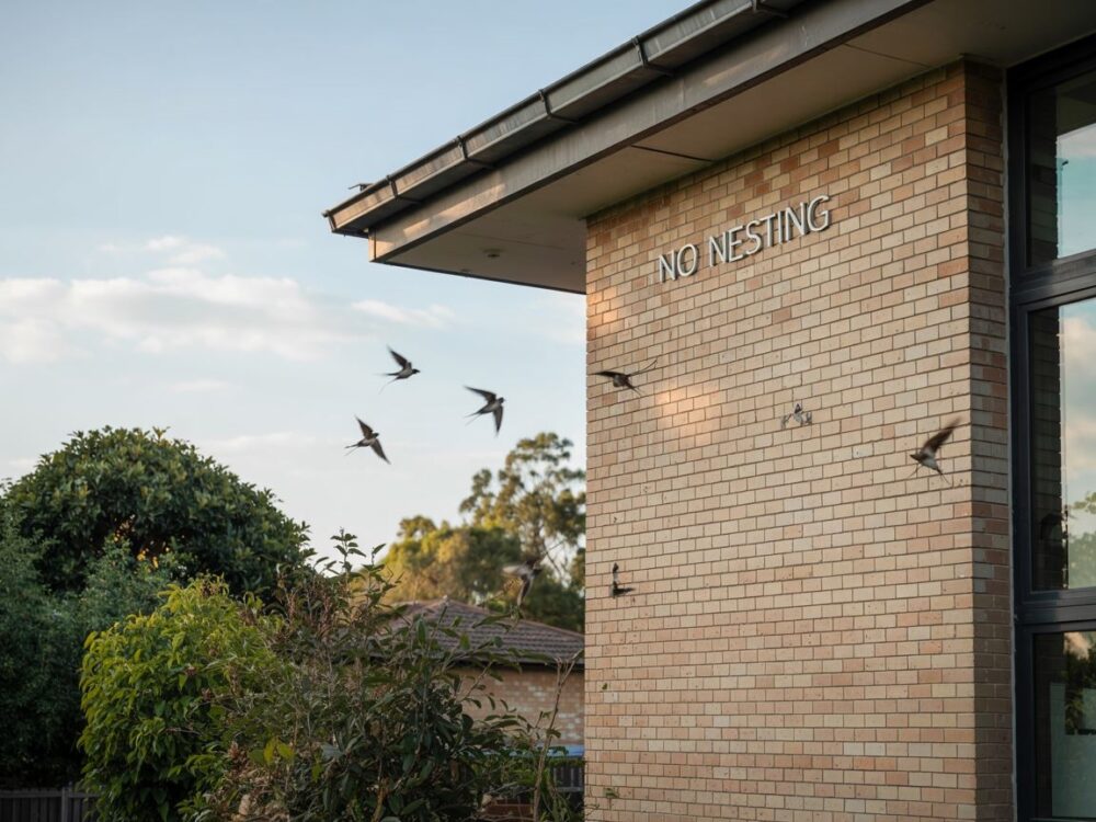 jaskółki przy elewacji domu