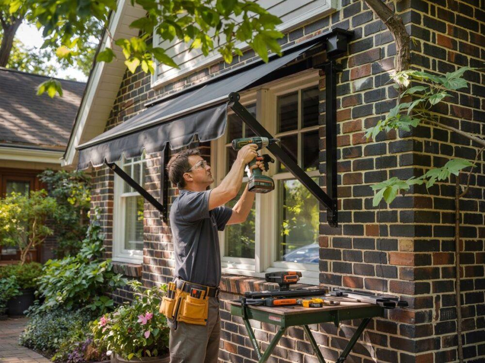 markiza na ścianie domu