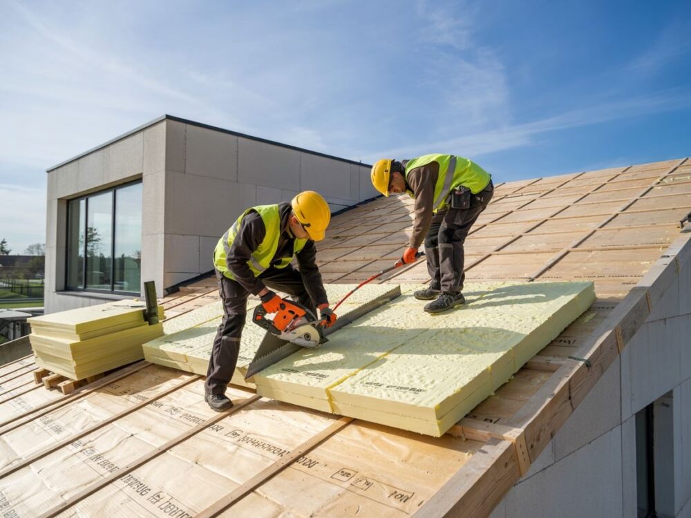 prace przy ocieplaniu dachu