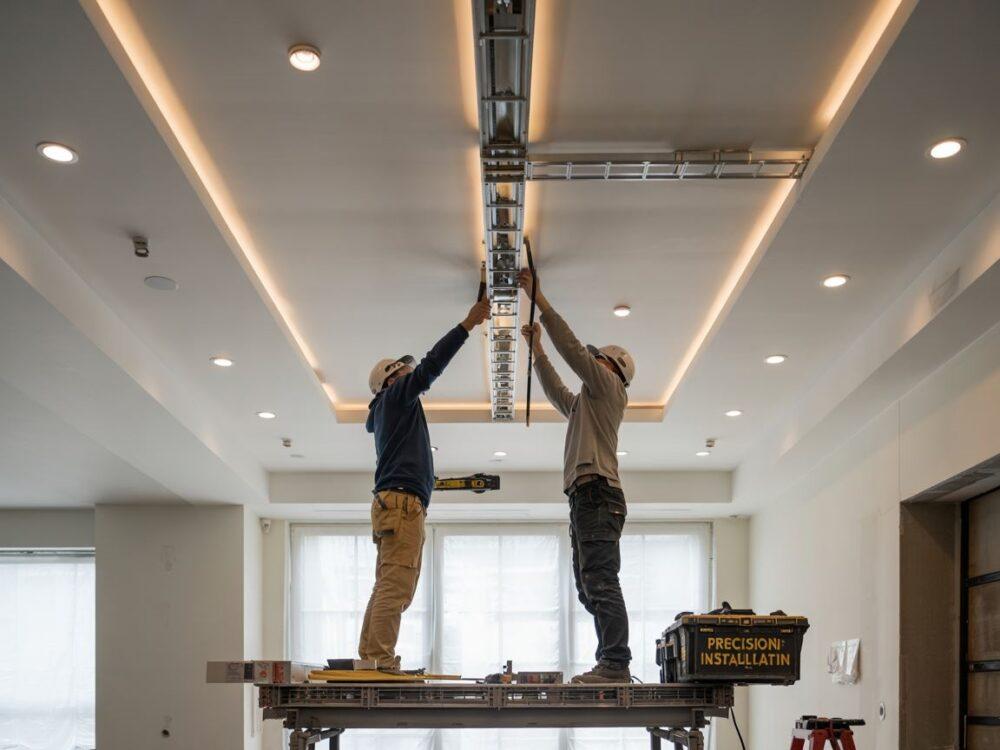 przestrzeń między sufitem a halogenami