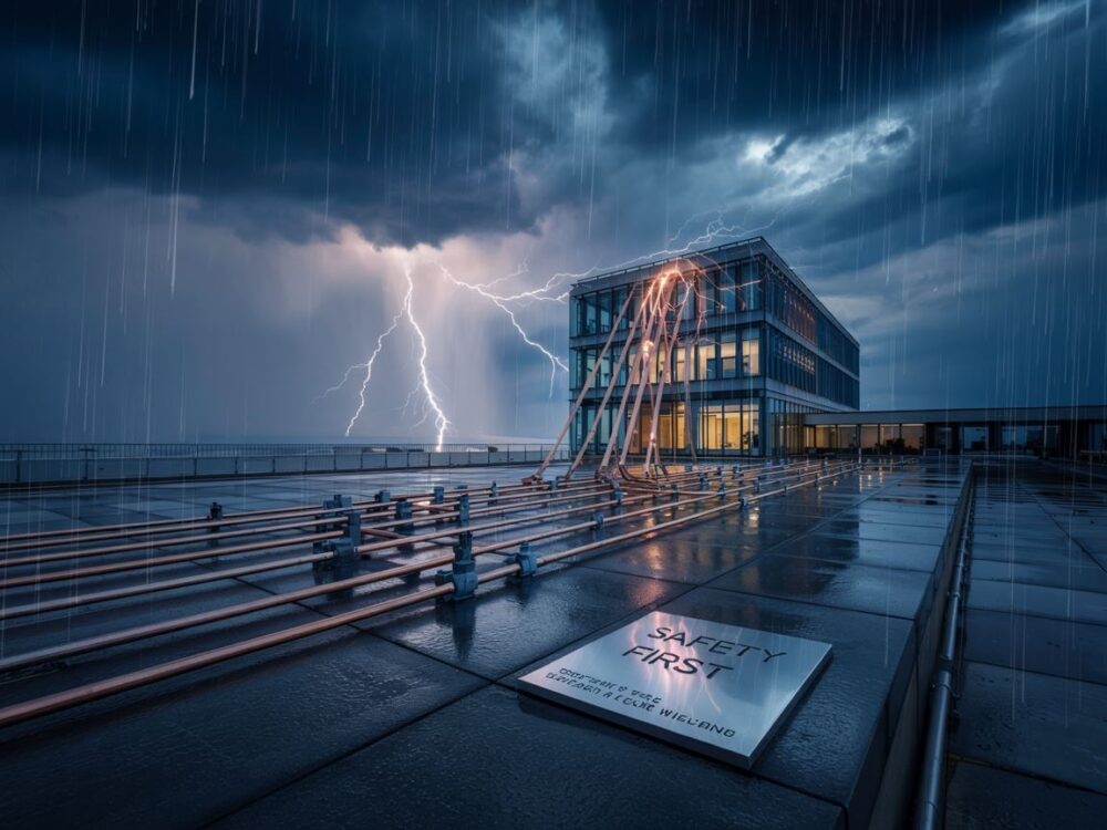 przewody odgromowe na dachu